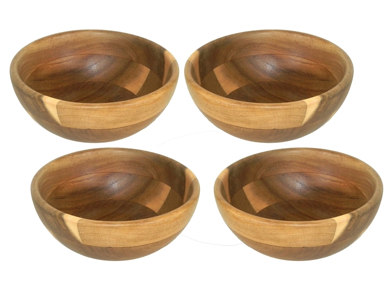 Exquisite Acacia Wood Serving Bowl Set - 4-Piece Durable Eco-Friendly Tableware